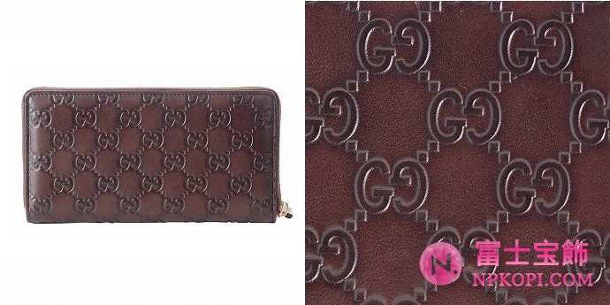 GUCCI/グッチ -METAL BARグッチシマGG柄Gマーク刻印プレート付きラウンドファスナー長財布 112724 A0V1G 2019 